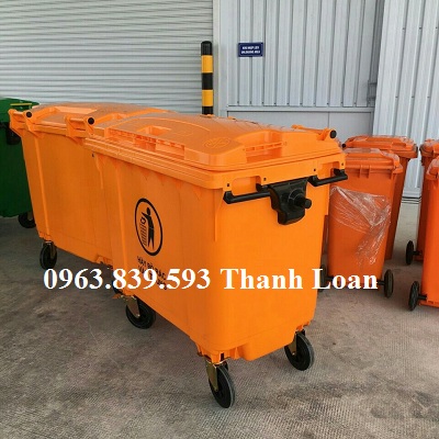 Xe đẩy rác khu đô thị dung tích 660lit, thùng rác nhựa hdpe / 0963 839 593 Ms.Loan Thung-rac-cong-nghiep-660l-mau-cam-thung-rac-gia-re