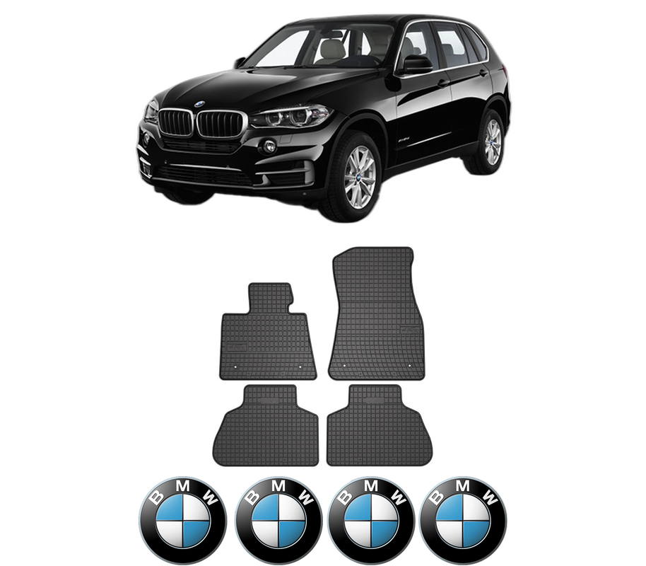 Set covorase presuri BMW Seria X5 (F15, F85) din 2013-2018, auto, din cauciuc thermoplastic, 4 Stickere auto cu BMW Seria