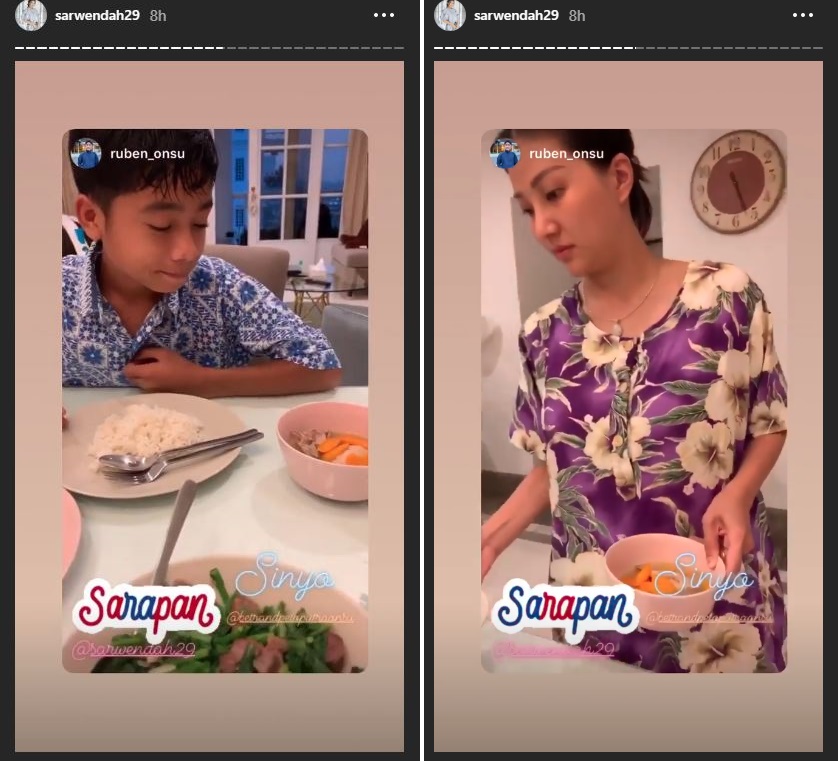 Sarwendah menyiapkan sarapan untuk Betrand Peto
