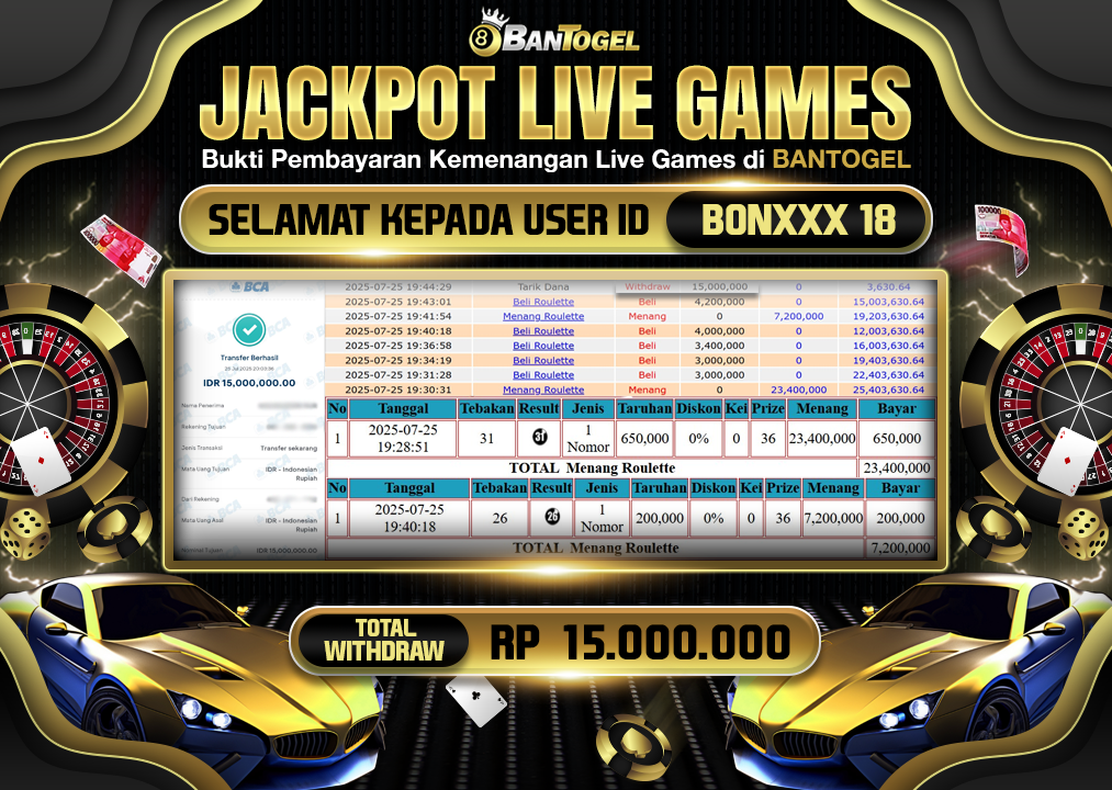 BUKTI JACKPOT LUNAS BANTOGEL