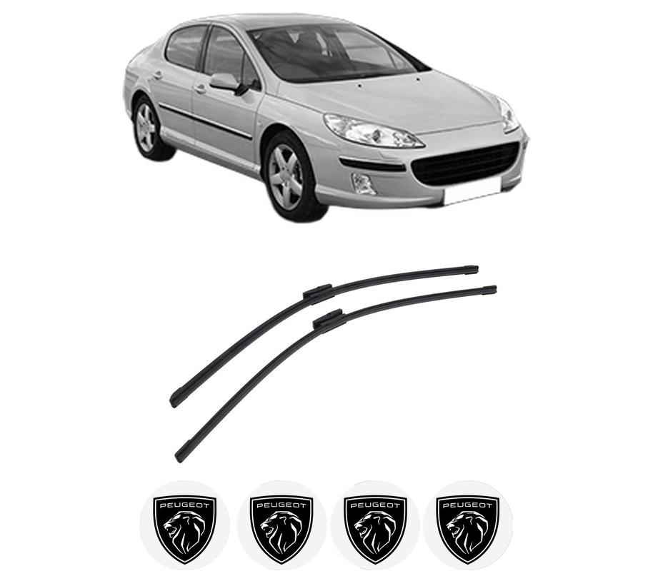 Set stergatoare auto PEUGEOT 407 (6D_) din 2004-2011, pentru parbriz auto, 2 bucati, Bosch Aerotwin, din cauciuc siliconat rezistent, 4 Stickere Auto PEUGEOT