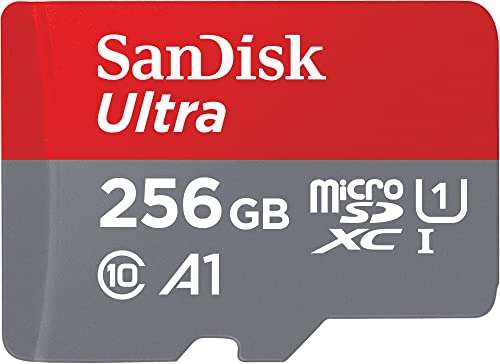 AMAZON SanDisk Tarjeta de Memoria microSDXC UHS-I de 256 GB + Adaptador (A1, Clase 10, U1, vídeo Full HD, hasta 150 MB/s de Lectura) 
