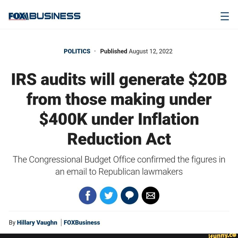 IRS will generate 20B from those under 400000