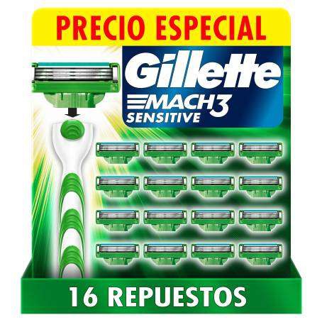 Sam's Club: Cartucho de Rastrillo Gillette Mach3 Mach3 Sensitive con Aloe 16 pzas 
