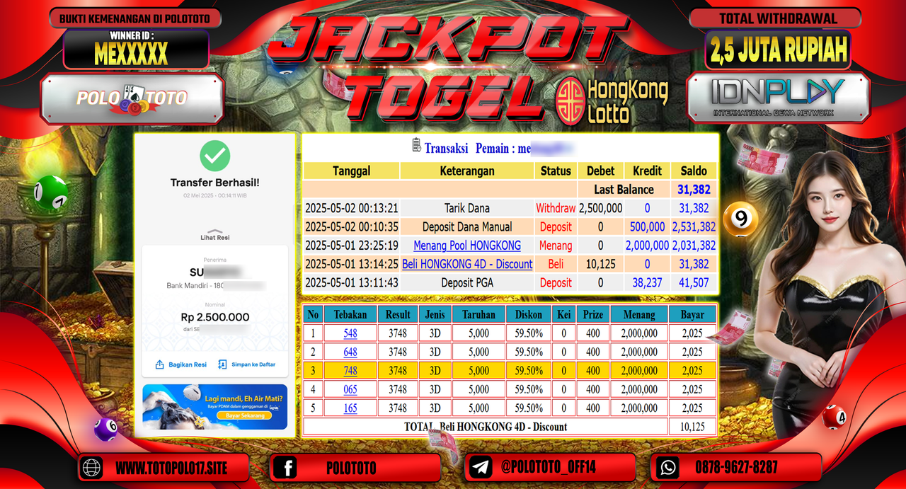 POLOTOTO JACKPOT TOGEL HONGKONG LOTTO Rp.2.500.000,-