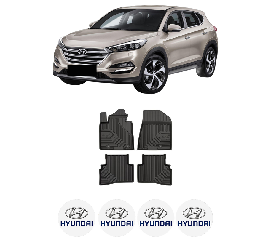 Set covorase presuri HYUNDAI TUCSON SUV Van (TLE) din 2015-2020, auto, din cauciuc thermoplastic, 4 Stickere auto cu HYUNDAI