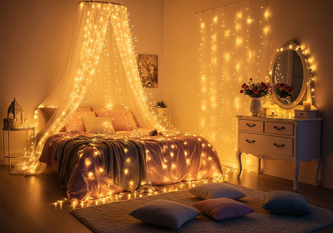 String Light Bedroom Decor