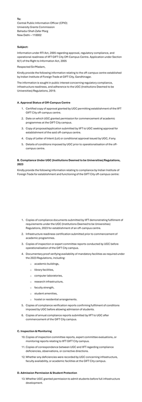 RTI To UGC