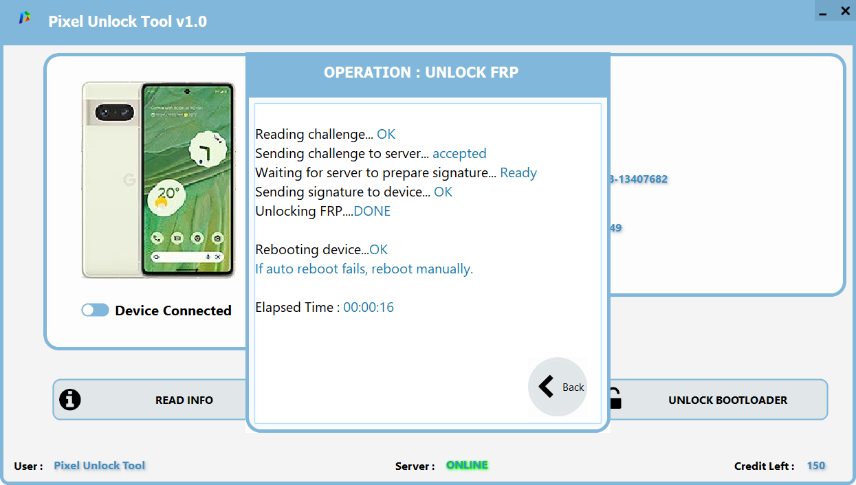 pixel unlock tool credits