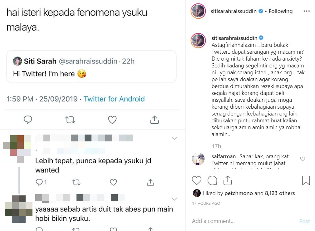 siti sarah dikecam ysuku