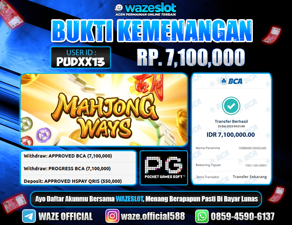 BUKTI KEMENANGAN 25 DESEMBER 2025 GAME MAHJONG WAYS (PG SOFT)