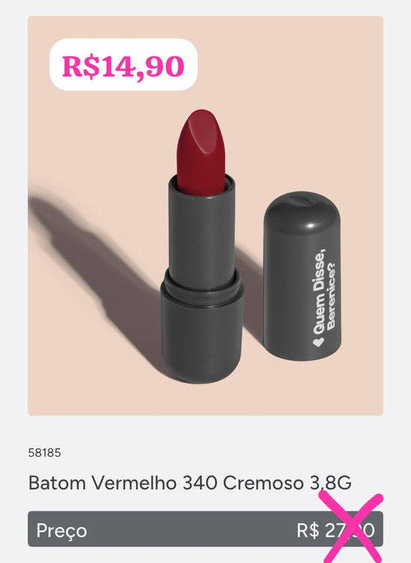 Batom Vermelho 340 Cremoso 3,8g