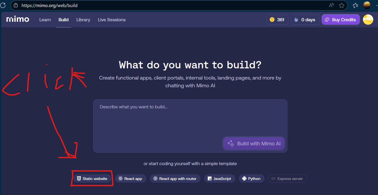 Mimo Build Interface