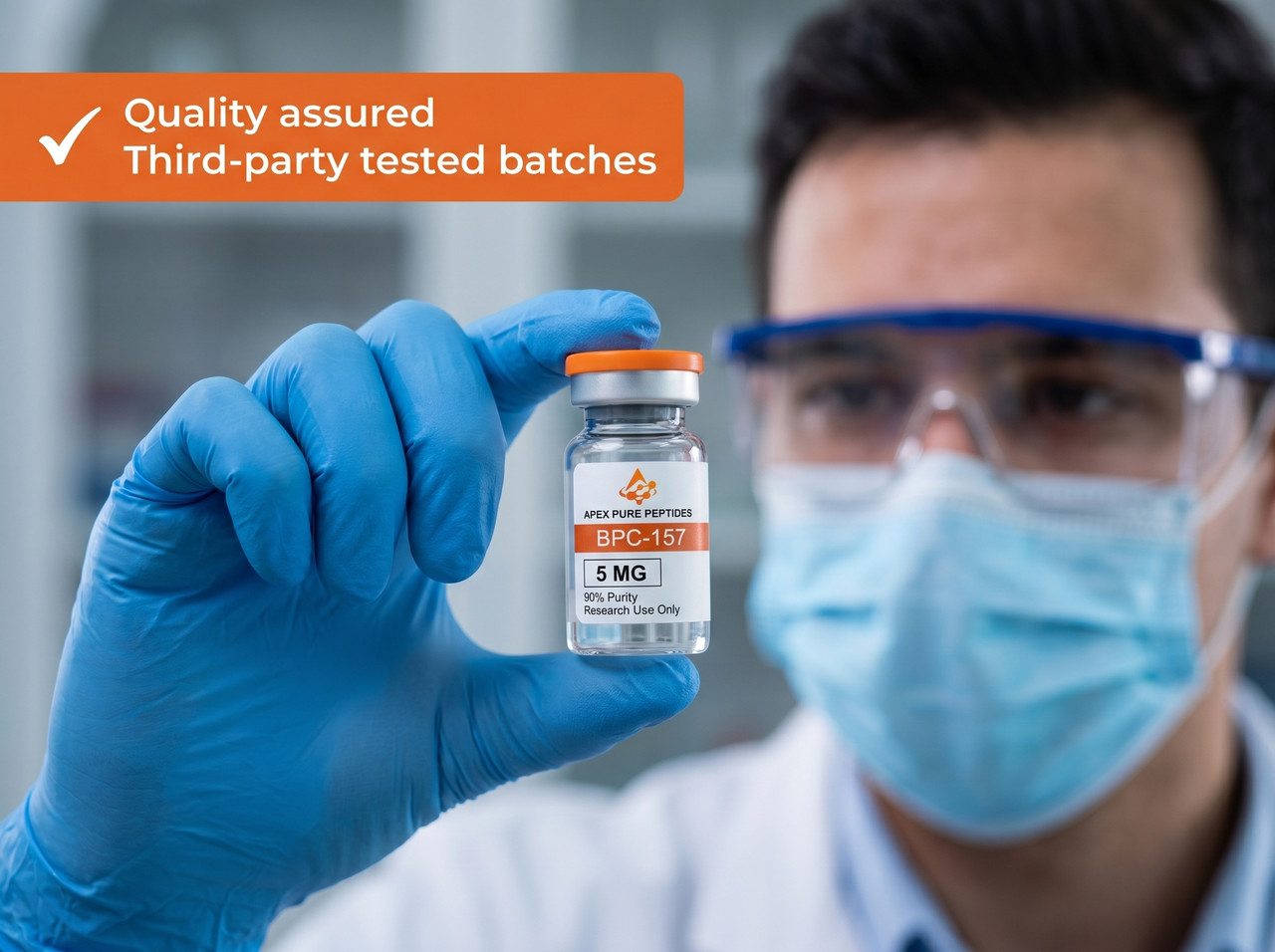 Apex Pure Peptides vial with batch verification label