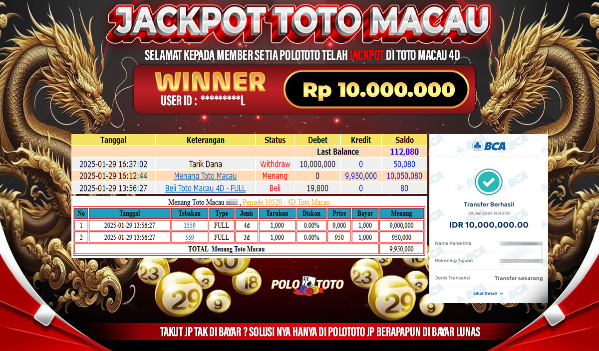 POLOTOTO JACKPOT TOTO MACAU 4D Rp10,000.000,-