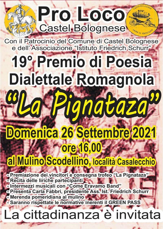 19° Premio di Poesia “La Pignataza”, Domenica 26 Settembre 2021 al Molino Scodellino 19° Premio di Poesia “La Pignataza”, Domenica 26 Settembre 2021 al Molino Scodellino