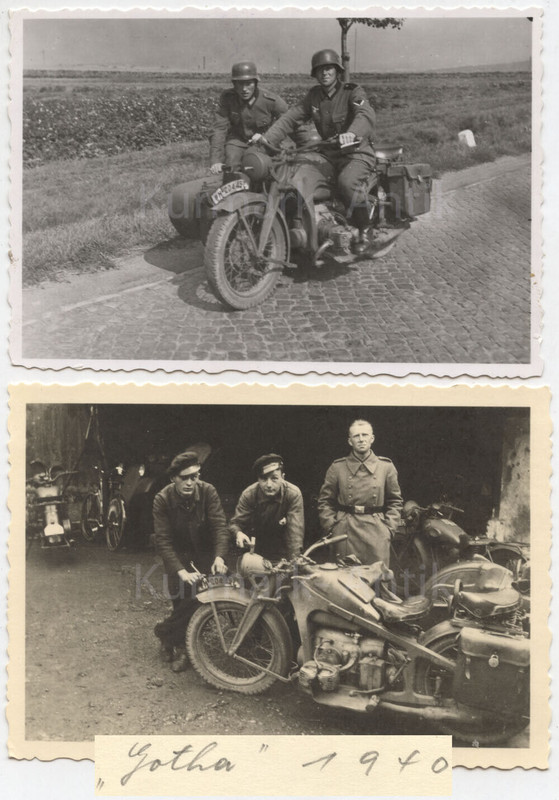 Foto Wehrmacht 11. Panzer Gespenster Div Motorrad Krad Erfurt Gotha BMW Zün