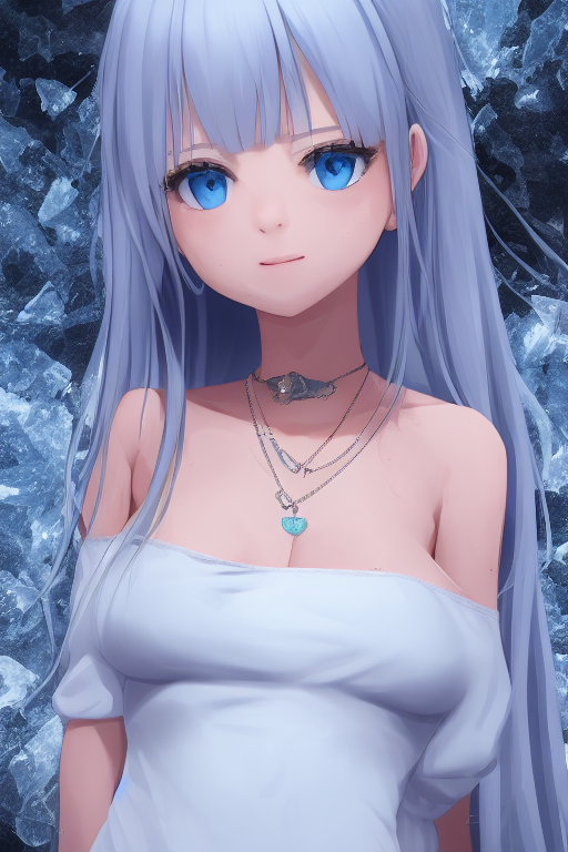 00177-882813788-1girl,full_body,12yo little girl,small_breast,Ice_background,bare_shoulders,(blue_ey