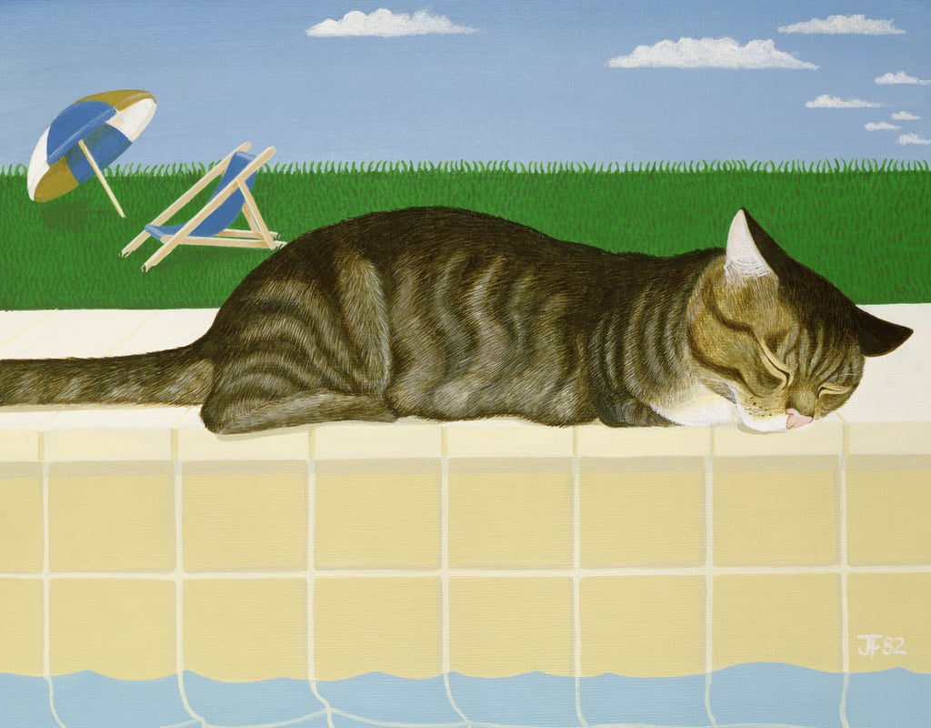 Joan-Freestone-Tabby-cat-by-a-pool-Meister-Drucke-546806