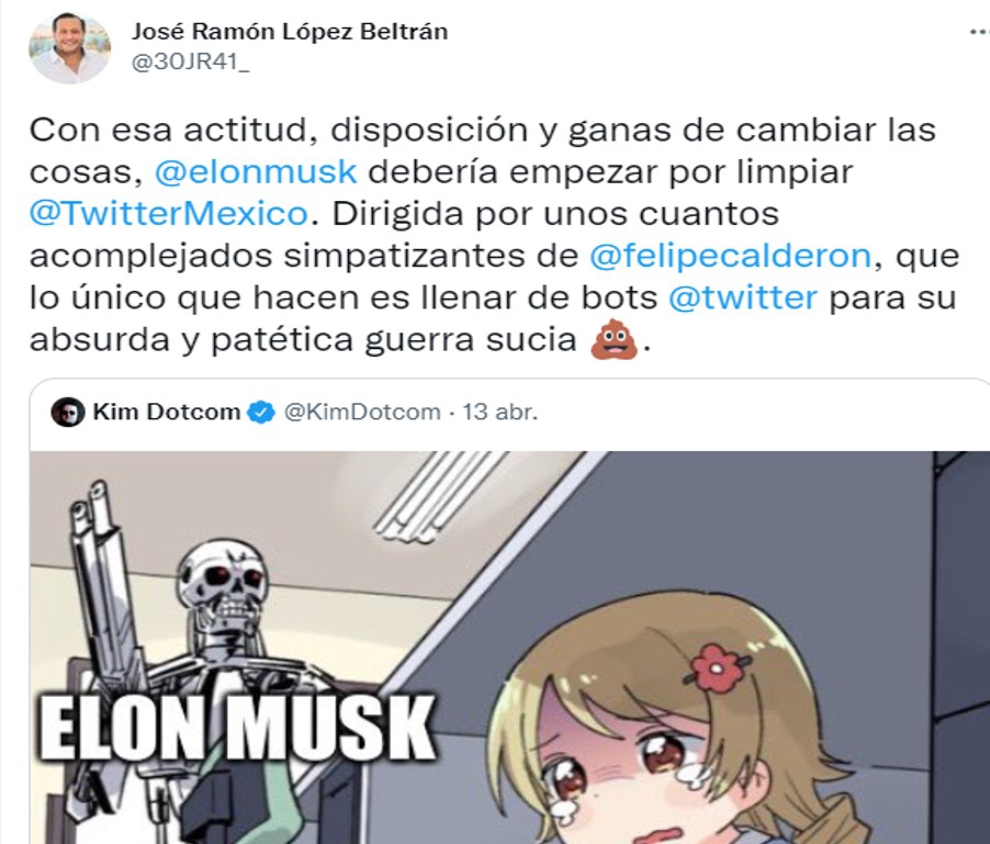 José Ramón López Beltrán pide a Musk “limpiar” Twitter de seguidores de Calderón