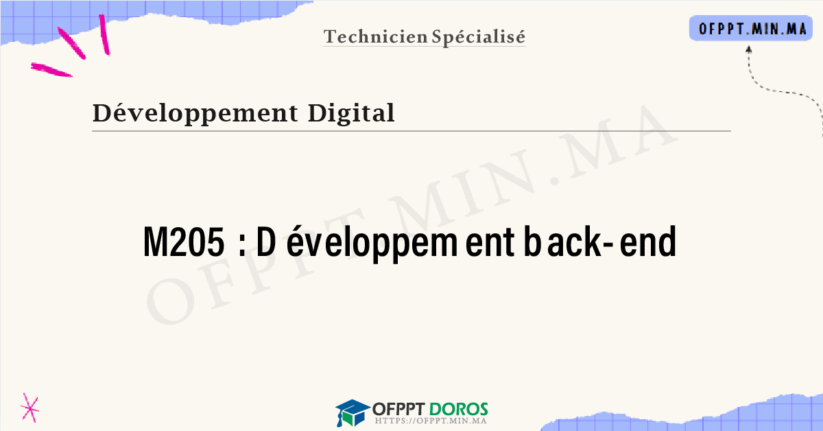 Sommaire détaillé du cours Développement back-end M205 OFPPT - Structure du module