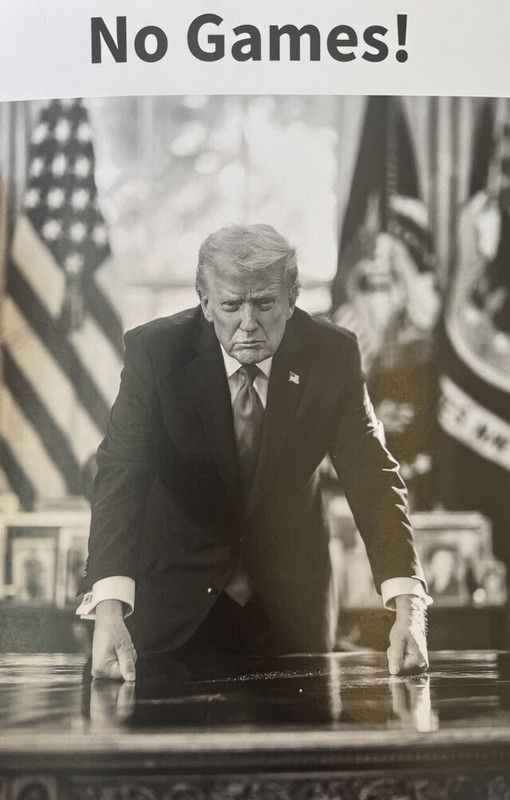 Trump Desk black and white