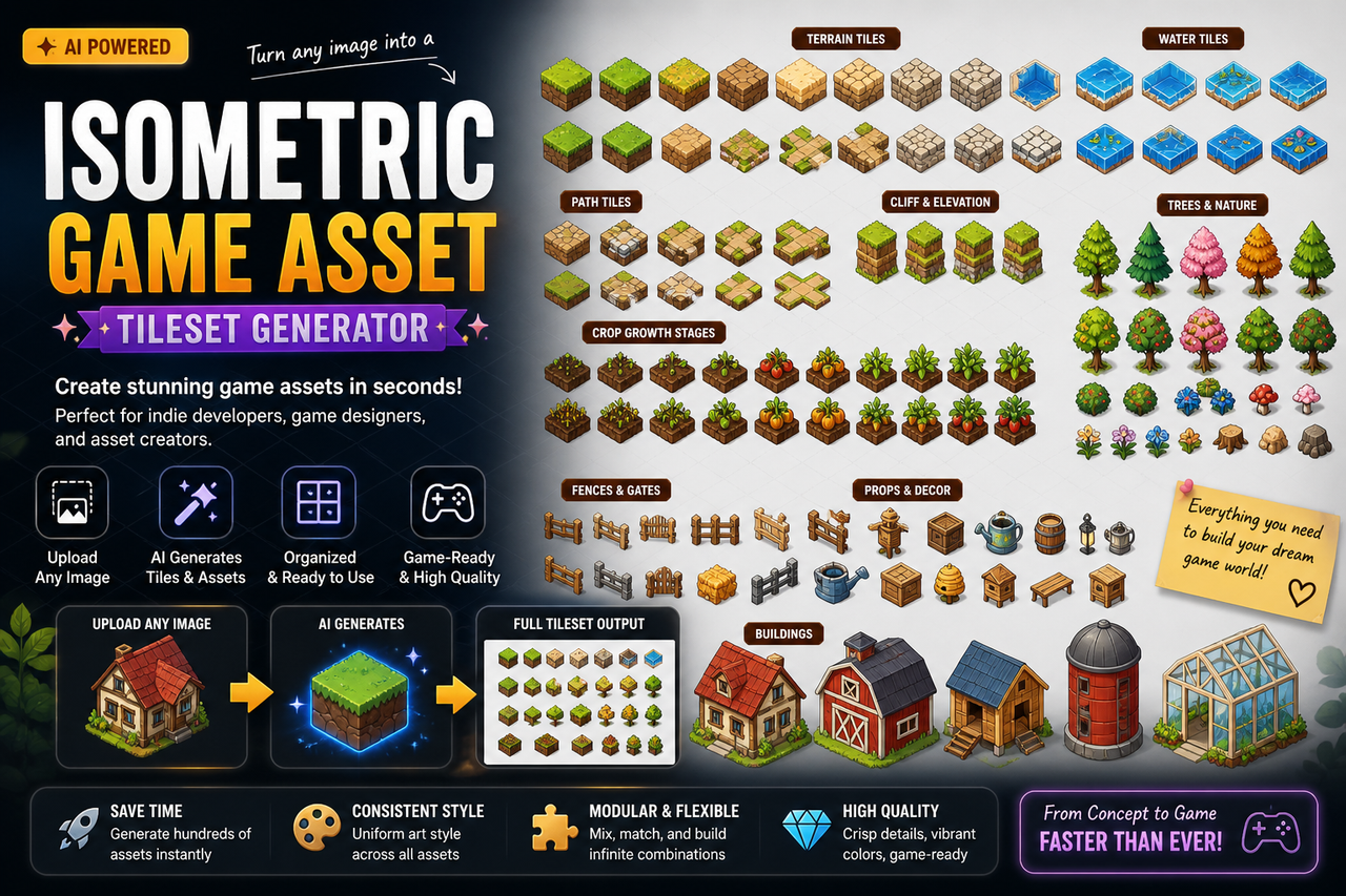 Isometric Game Asset Generator (Tileset from Any Image)