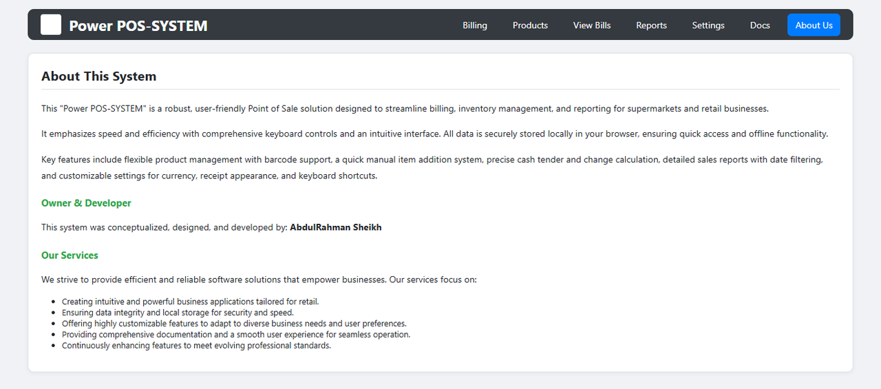 View Bills Page Screenshot
