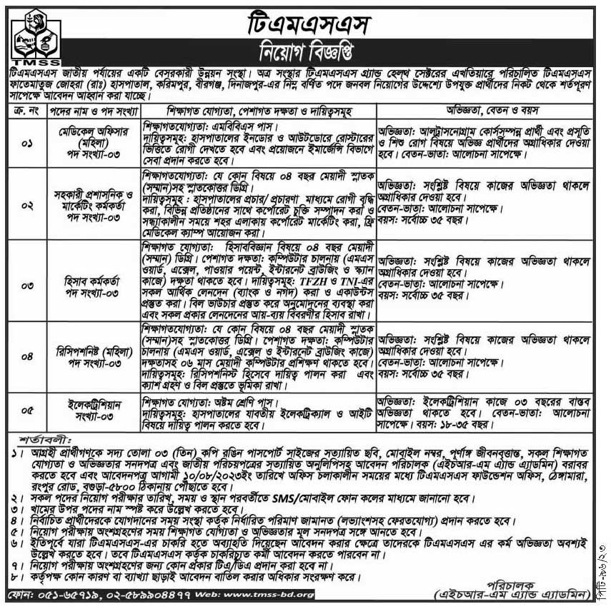 TMSS Job Circular 2023