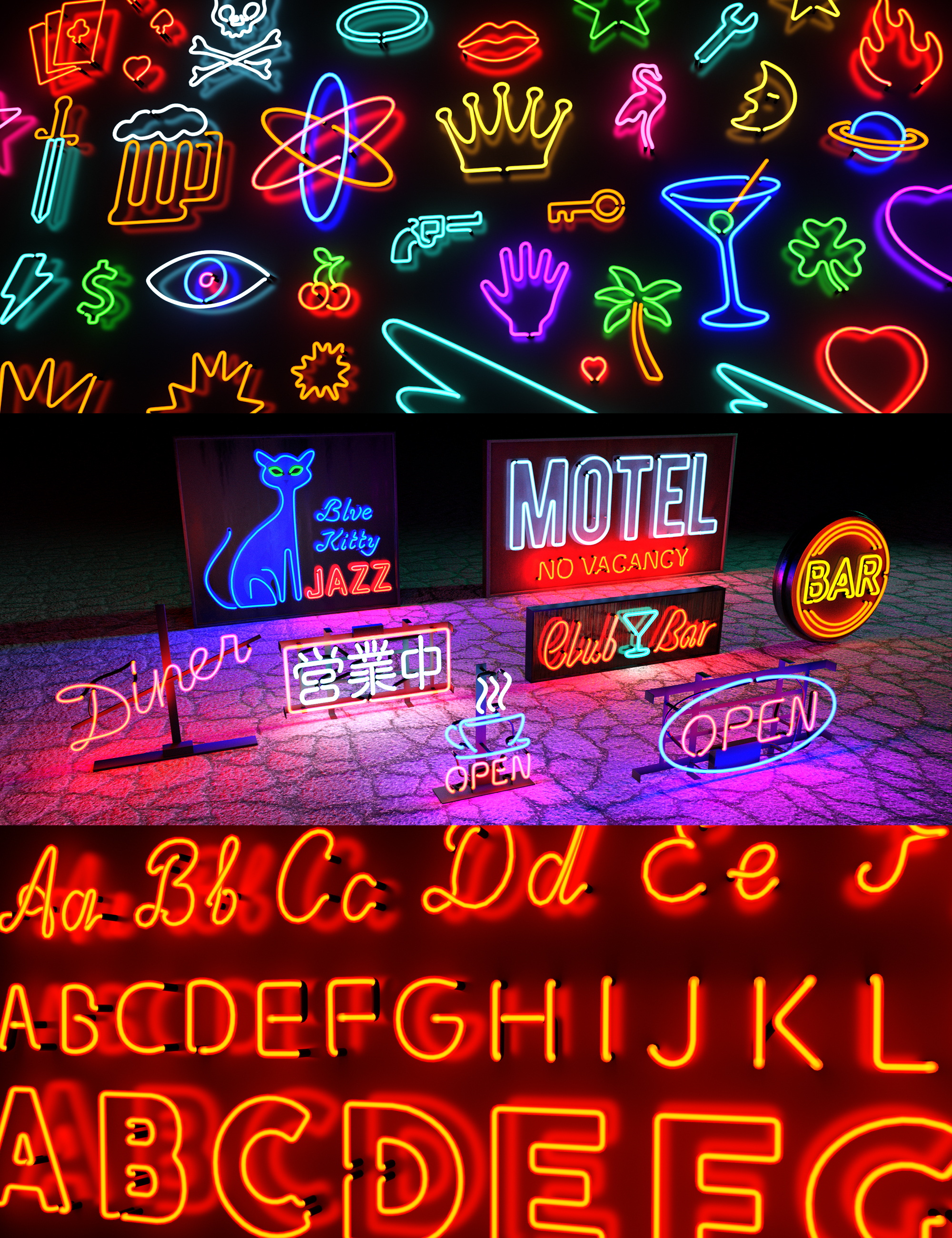  filled 2023 02 03 real neon signs free daz 3d models