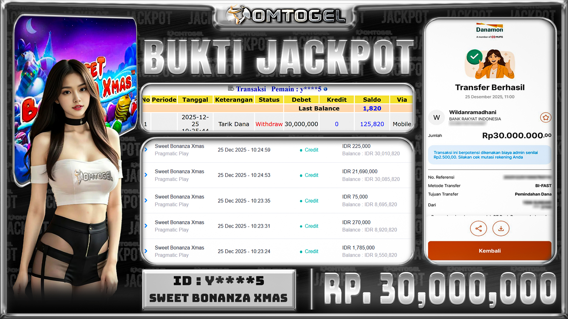 OMTOGEL JACKPOT PRAGMATIC PLAY SWEET BONANZA XMAS ,30 JUTA DI BAYAR LUNAS ,-