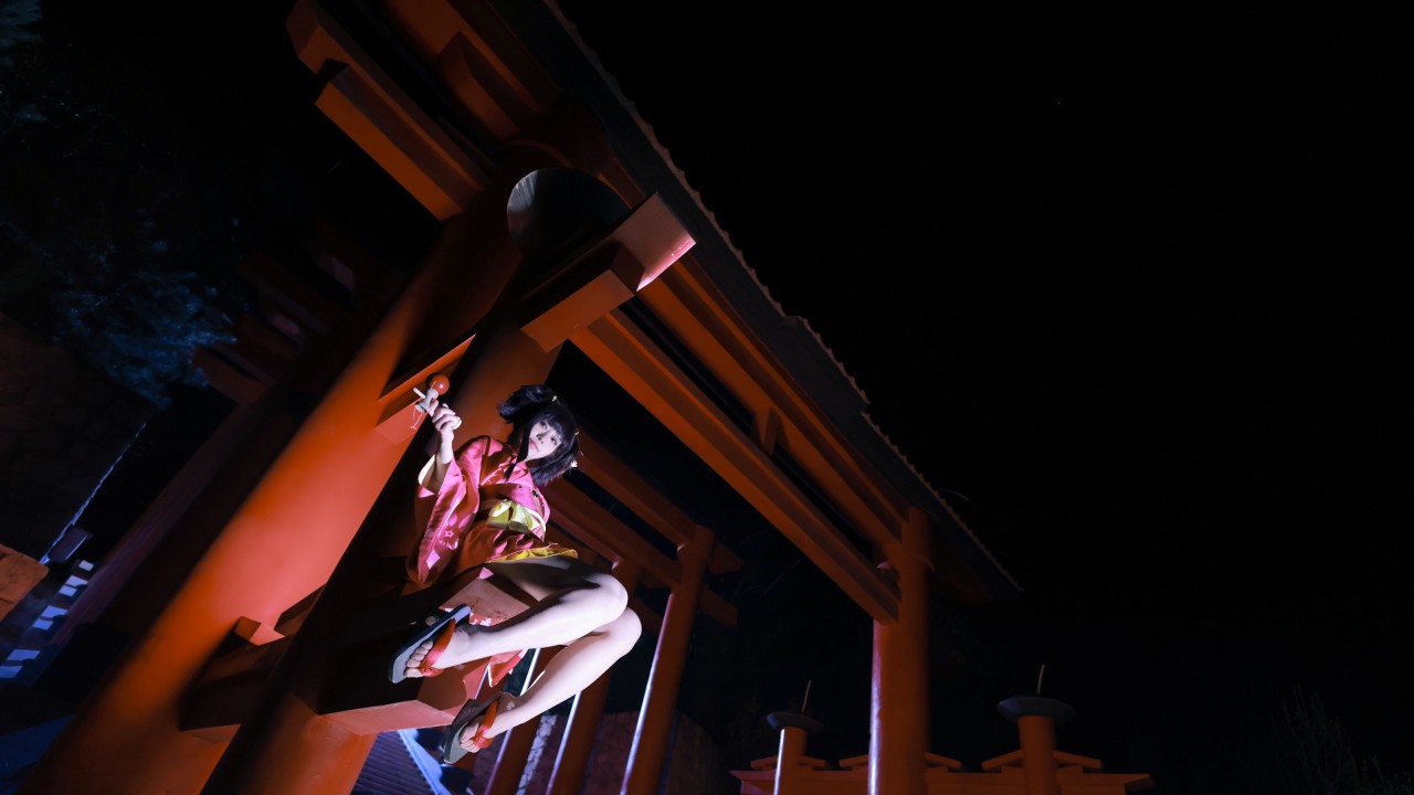 g44不会受伤《甲铁城的卡巴内瑞 无名》写真照，和服小姐姐的治愈系夜拍插图2