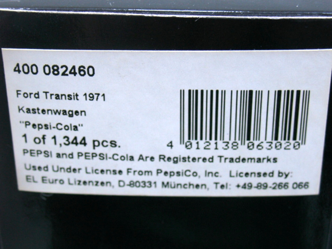 WOW EXTREMELY RARE Ford Transit 1.7L SWB Van 1971 Pepsi 1:43