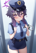 depth of field, 1girl, , haruka (blue archive), {{{{police uniform}}}}, blue arc s-4122768587