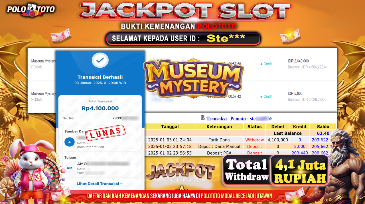 POLOTOTO JACKPOT SLOT MUSEUM MYSTERY Rp.4,100.000,-