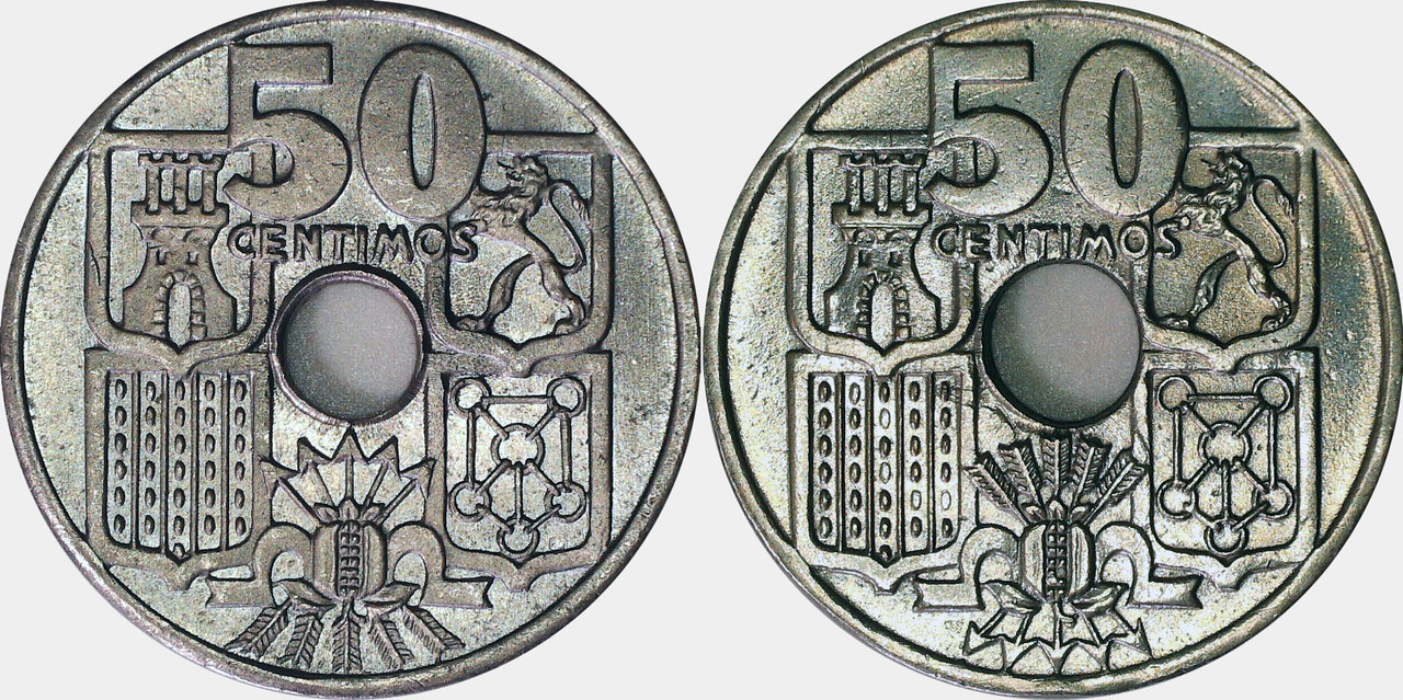 50 céntimos 1949 (*19-51). Estado Español Arriba-abajo