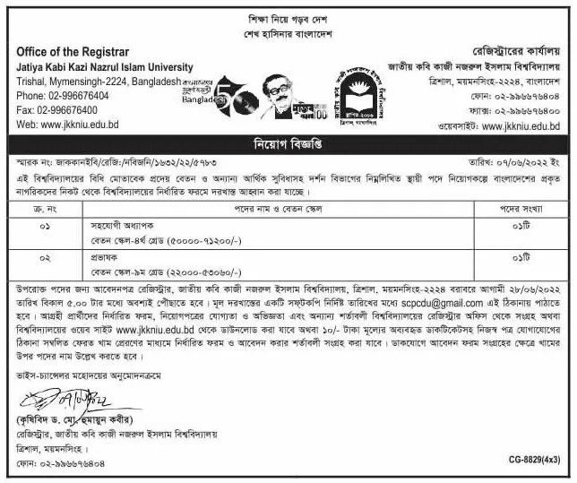 JKKNIU Job Circular 2022 Image