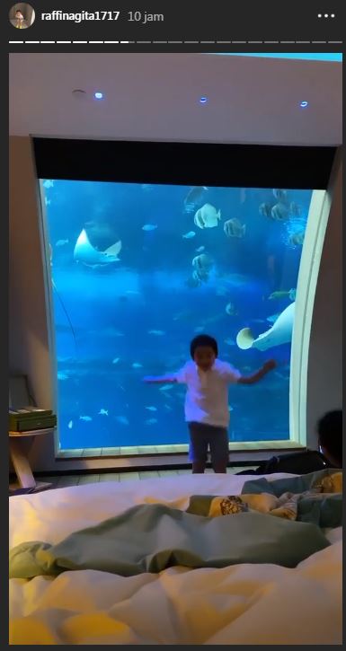 Rafathar melonjak bahagia menginap di hotel yang menyuguhkan pemandangan bawah laut