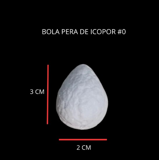 Bola Pera De Icopor #0 de 3cm Para muñecos frutas y artes