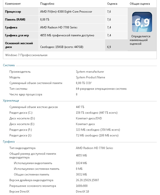 характеристики компа