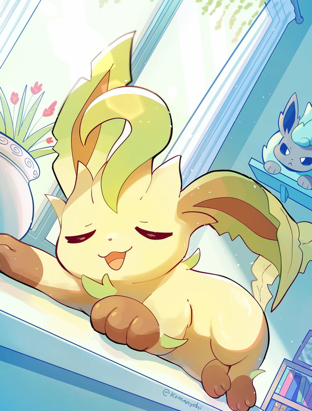 leafeon-and-flareon-pokemon-drawn-by-kom