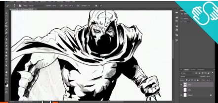 PHOTOSHOP: Inking and coloring a comic book illustration