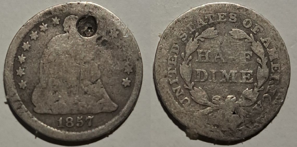 Half dime de EE.UU. 1857. Filadelfia (El Caso Dred Scott contra Sandford) Medidime-1857-anv