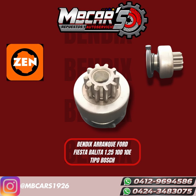 Bendix arranque ford fiesta balita 1.25 10 dientes 10 estrias