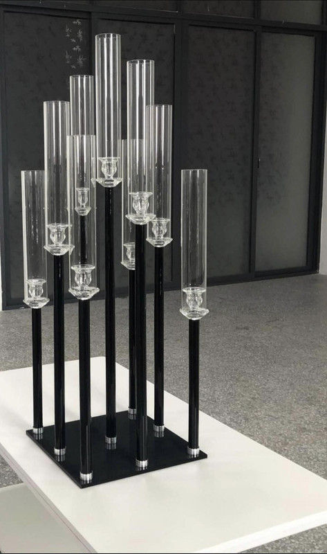 Black and Crystal Glass CandleLabra