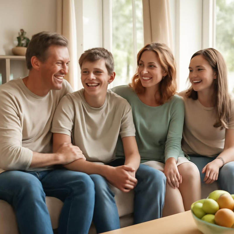 Семья наслаждается чистотой после вывоза мусора