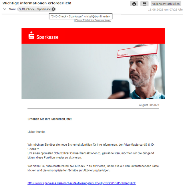 Sparkassen-Phishing-Mail Sparkassen-Phishing-Mail