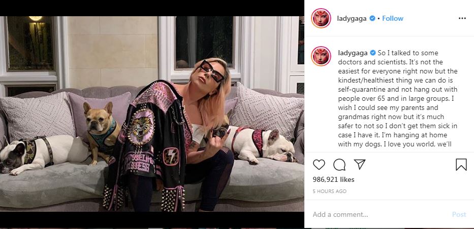 Lady Gaga karantini mandiri
