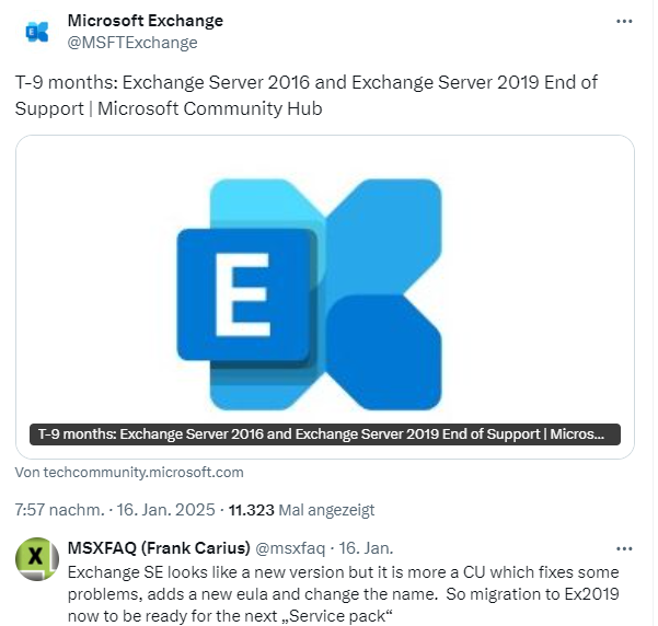 EOL for Exchange 2016/2019