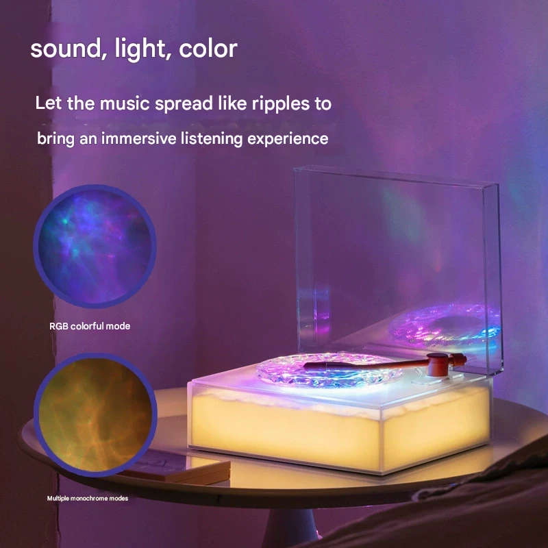 Retro Vinyl Bluetooth Speaker with Water Ripple Light Projection & 360 Surround Sound(green)